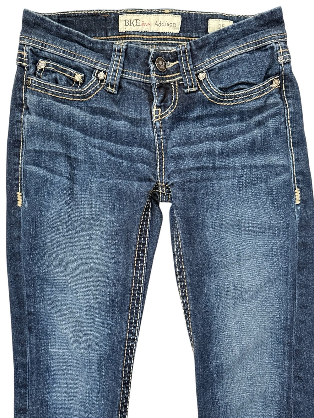 BKE Addison Low Rise Jeans Women’s 25 Dark Wash Whispering Stretch Thick Stitch - Picture 3 of 15
